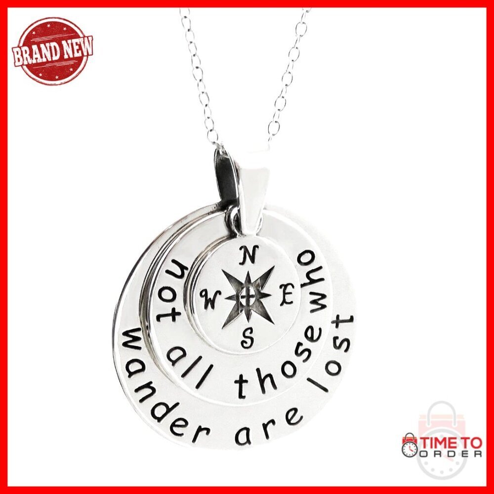 Sterling Silver Compass Pendant Necklace 18 Inch Chain Hypoallergenic
